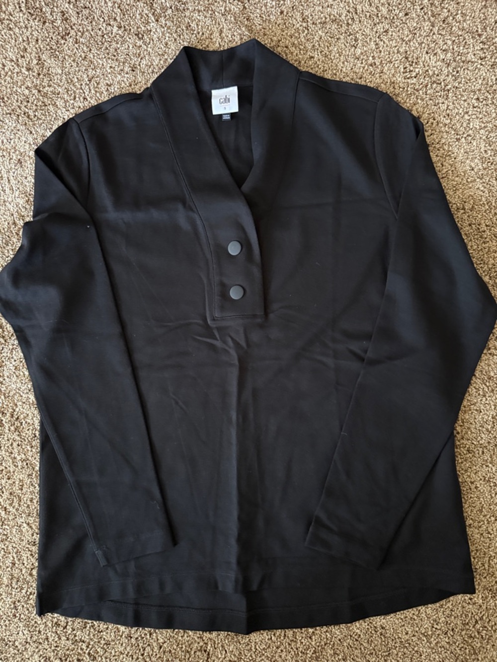 CAbi Black V-Neck Button Top - size small